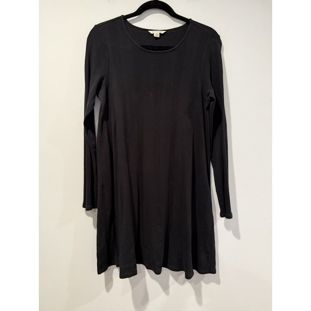 American Eagle Long Sleeve Dress Medium Black 100% Cotton Travel Whimsigoth